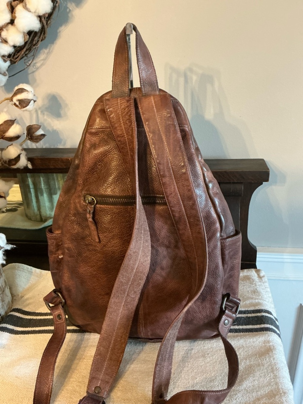 Bed Stu Leather Tommie Backpack Teak Rustic MSRP $345 - Picture 4 of 11